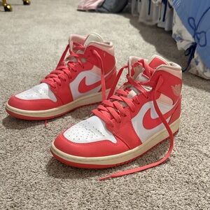 Nike Women’s High-Top Sneakers in Coral Pink and White
